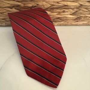 Vtg Christian Dior Cravates All Silk Necktie Burgundy Red Navy Stripe USA